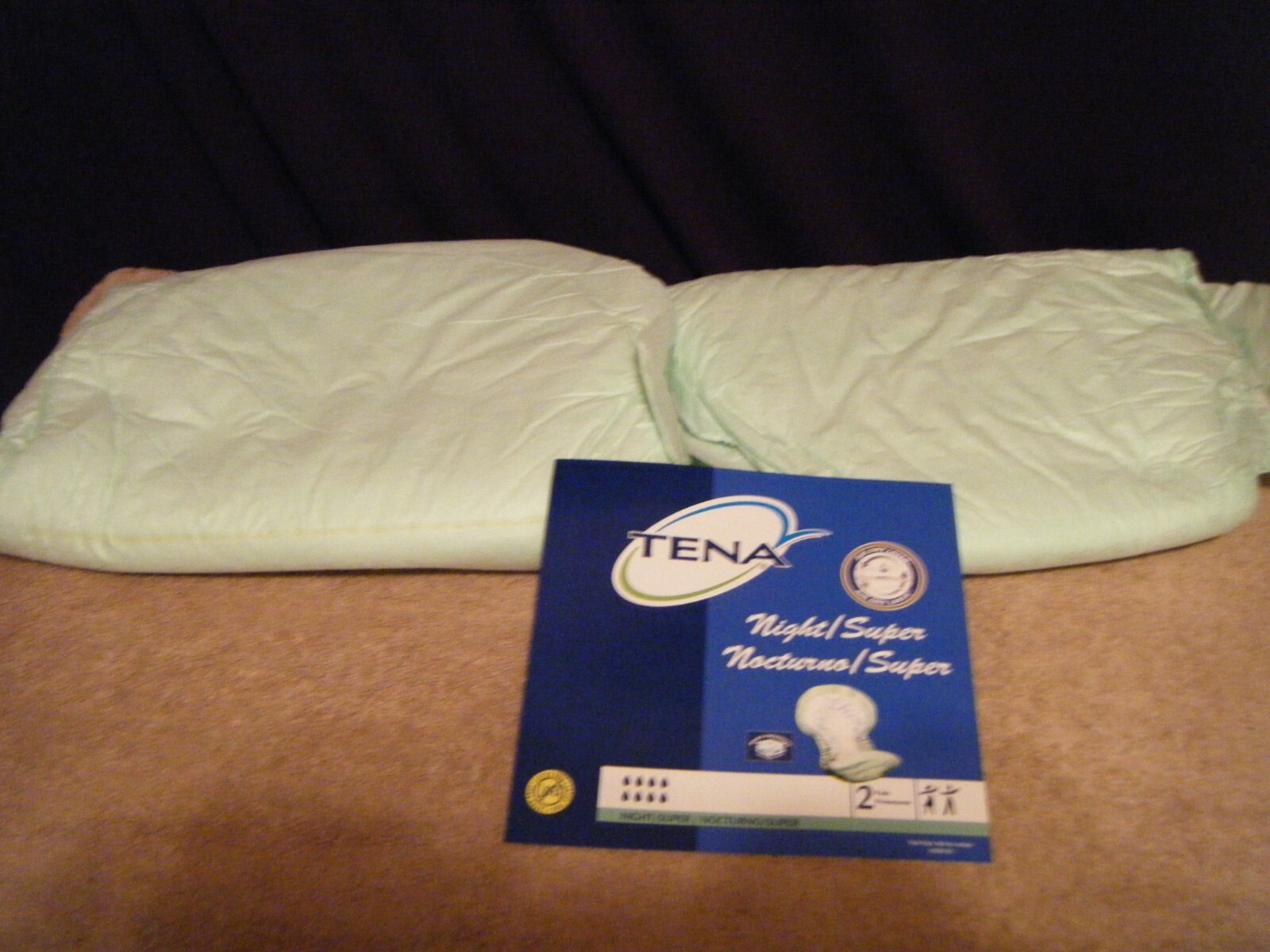 TENA NIGHT SUPER ABSORBENT PADS – 2 PACK – MAXIMUM ABSORBENCY PADS LT GREEN