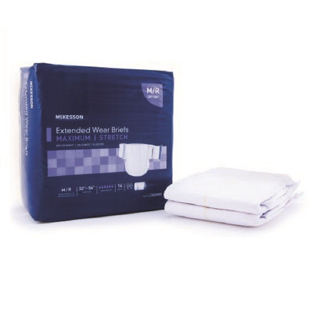 McKesson Extended Wear Adult Incontinent Brief, Medium, Bag of 14, BRAND