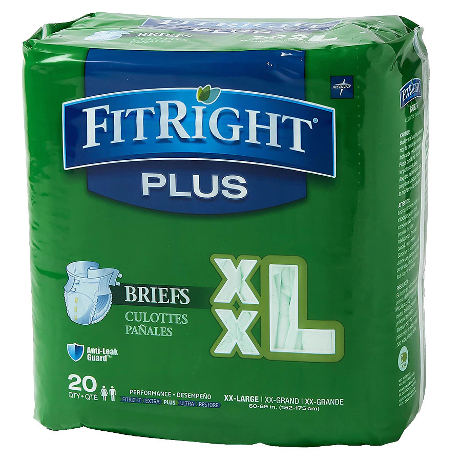 FitRight Plus Briefs XXL 20 Anti-Leak Guard 60-69 in Unisex New in Package