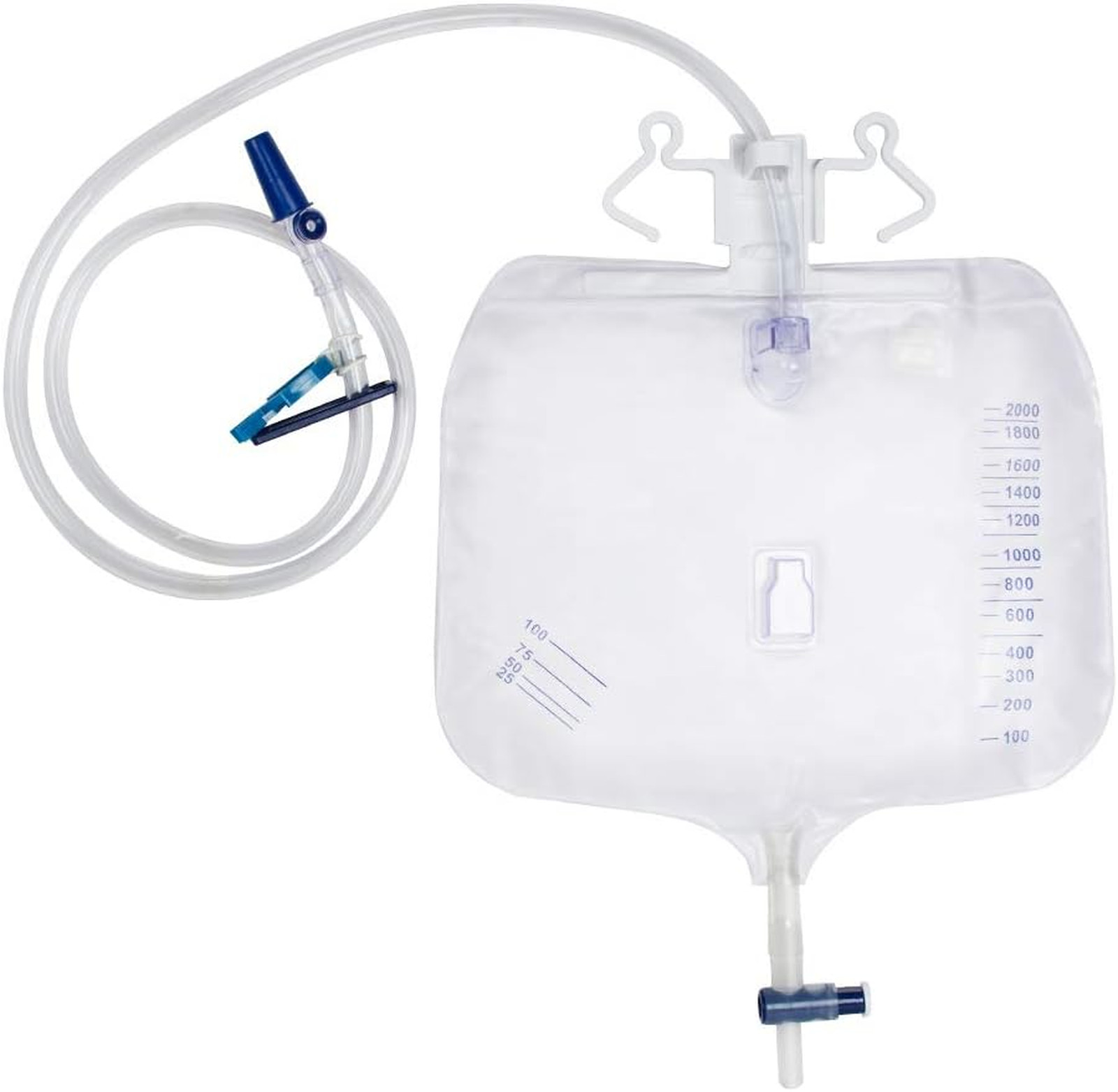 Urinary Drainage Bag with Anti-Reflux Chamber 2000ml 48 Inch Tube Pack of 5