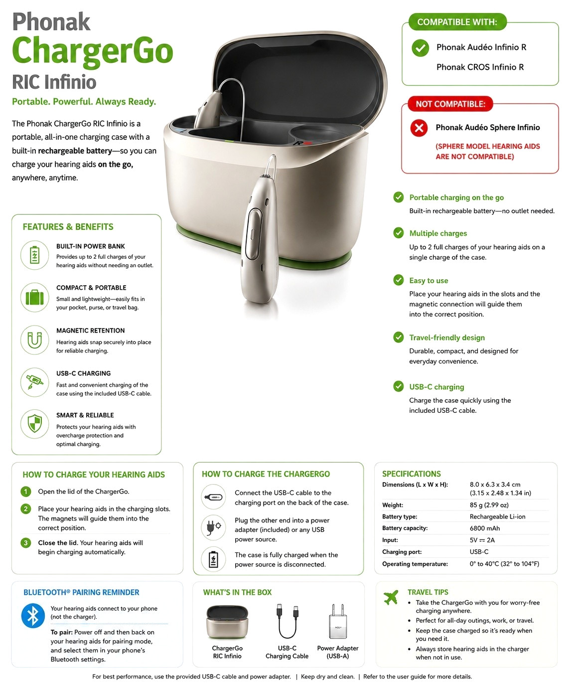 Phonak Audeo Infinio Portable Charger | Brand New | 1 Yr Manufacturers Warranty