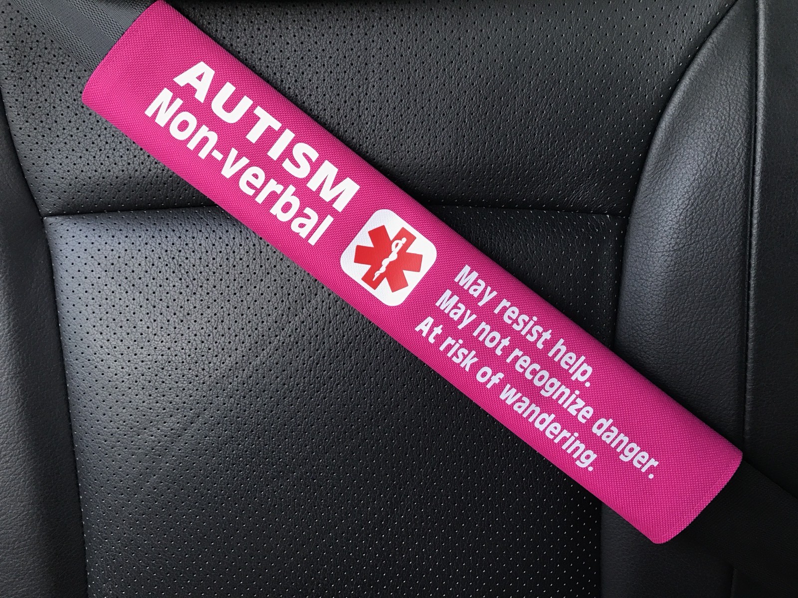 Autism Non-verbal Medical Alert Seat Belt Safety Cover
