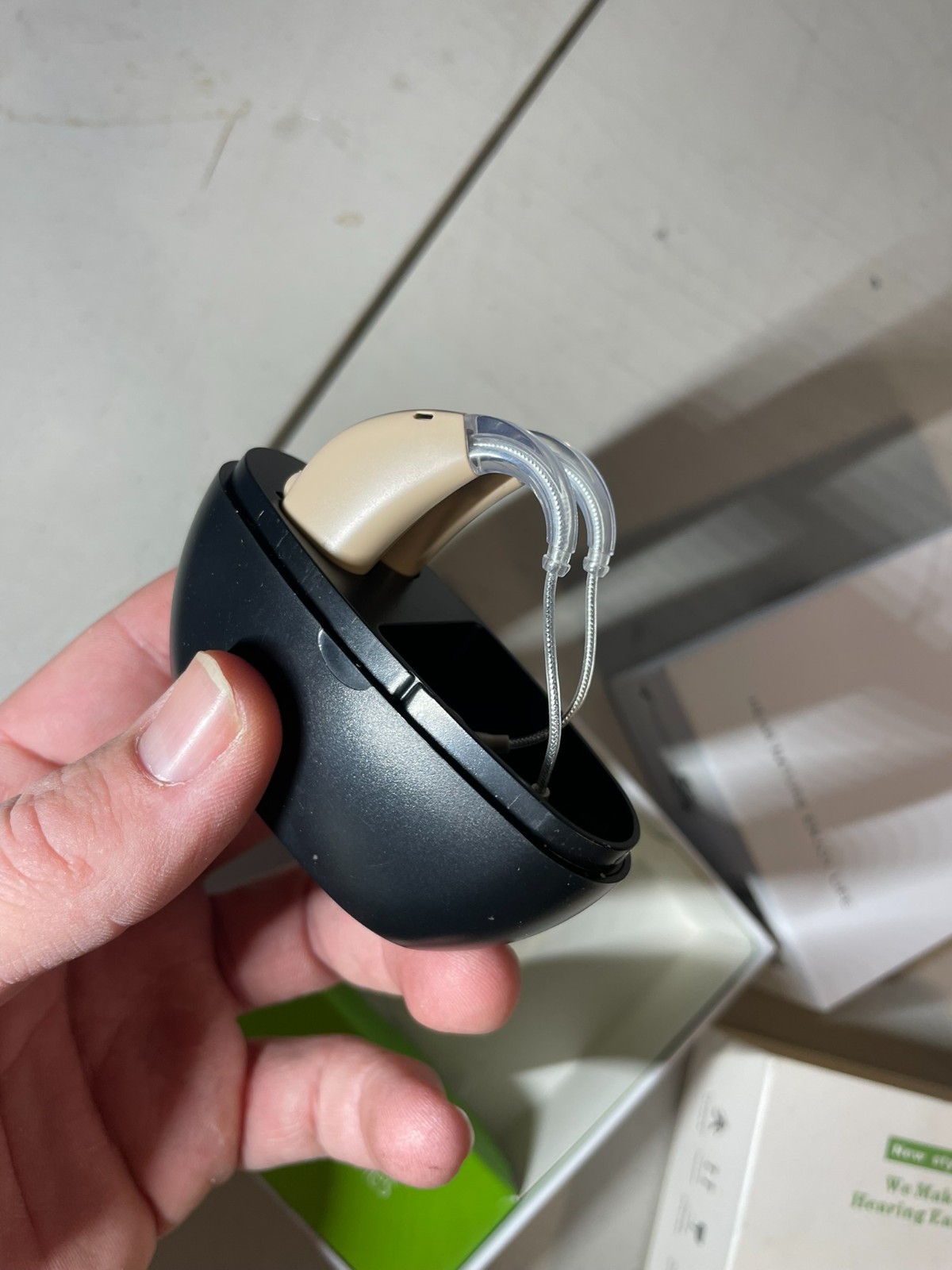 Pair BTE Hearing Aids w/ Charging Case & Box – Right/Left (Unbranded)