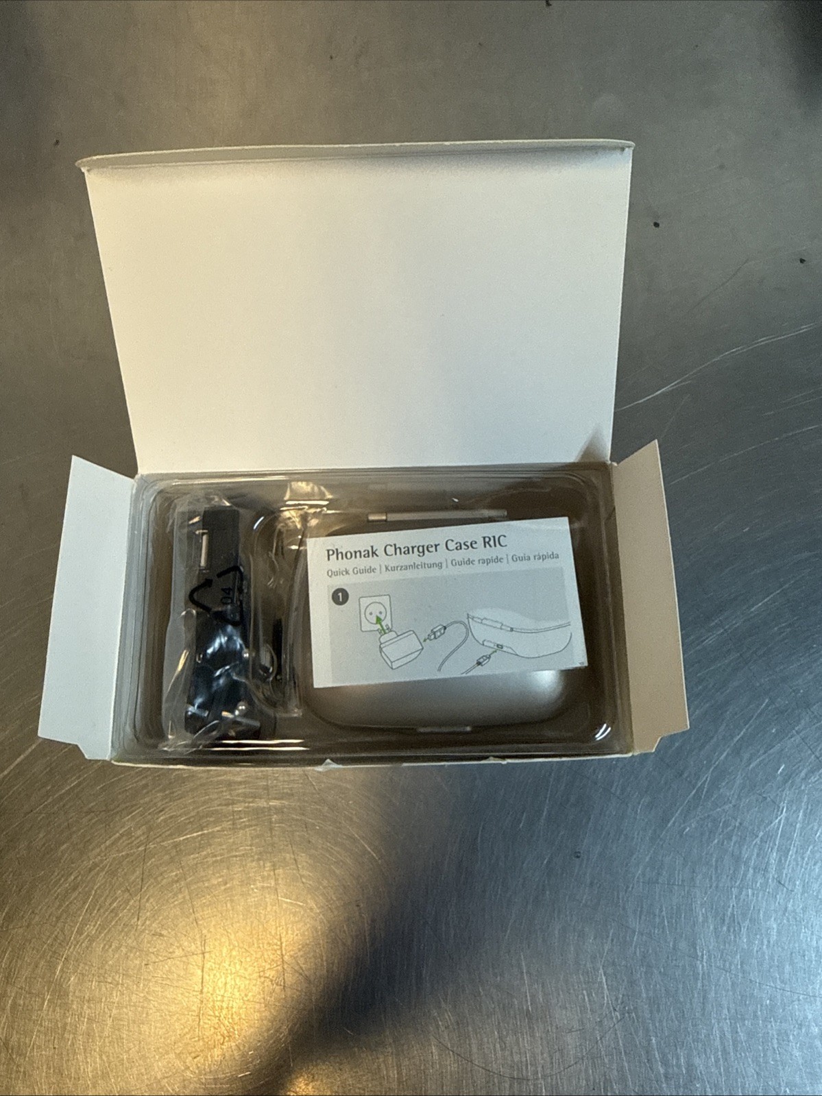 Phonak RIC Hearing Aid Charger With Power Cord And Wall Adaptor. New In Box.