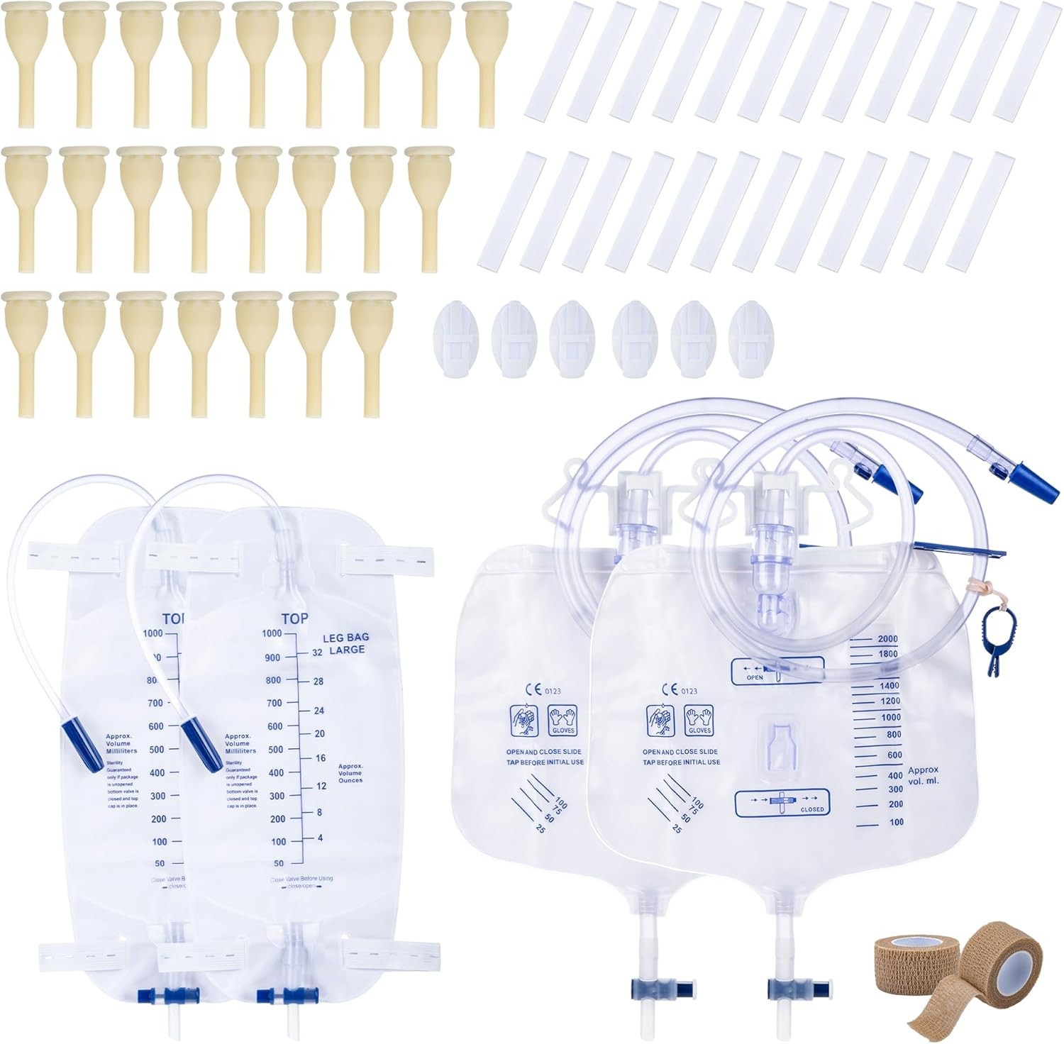 External Condom Catheter for Men Kit, 24 Soft Latex, 6 Catheter 40mm