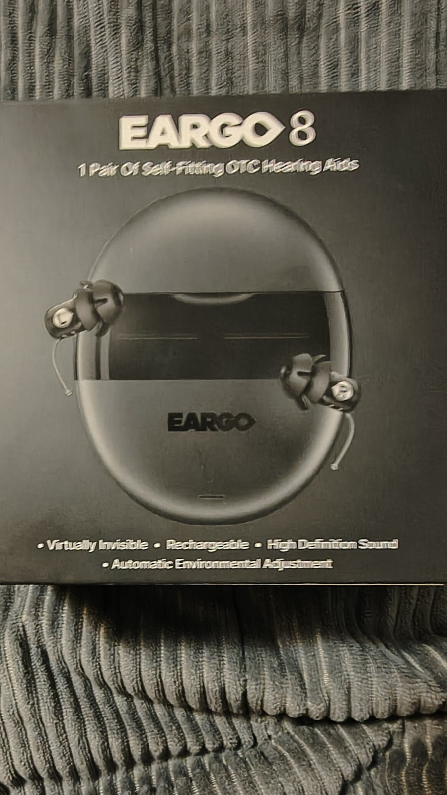 Eargo 8 CIC OTC Hearing Aids, Rechargeable Wireless Charging Case USB Kit