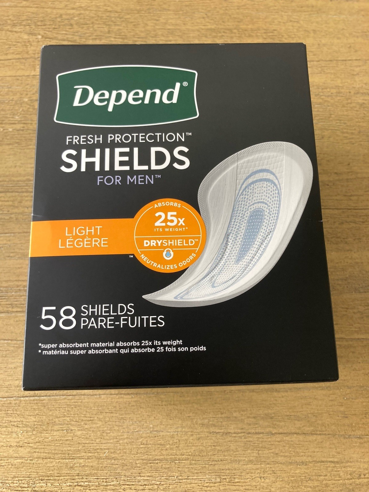 58 COUNT DEPEND MEN’S SHIELDS GUARDS – LIGHT ABSORBENCY FACTOR NEW