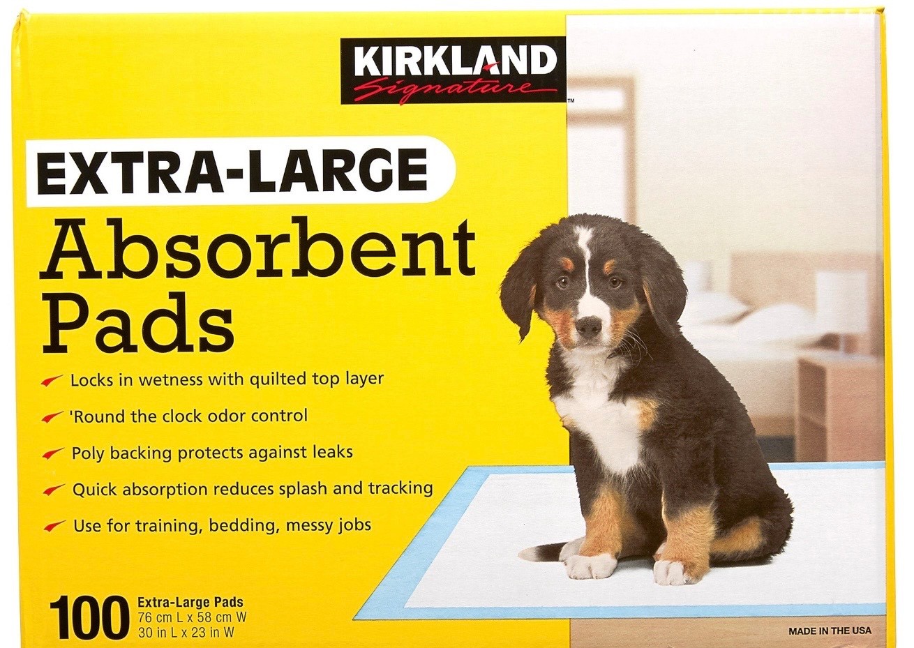 Kirkland Signature Extra-Large Absorbent Pads, 30 in L X 23 in W, 50-count Open