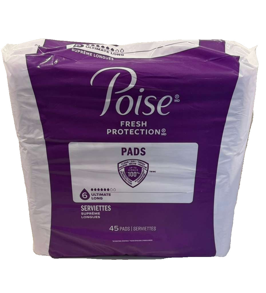 Poise Pads Long 6 Drop Ultimate Absorbency 45 Ct Women Bladder Control