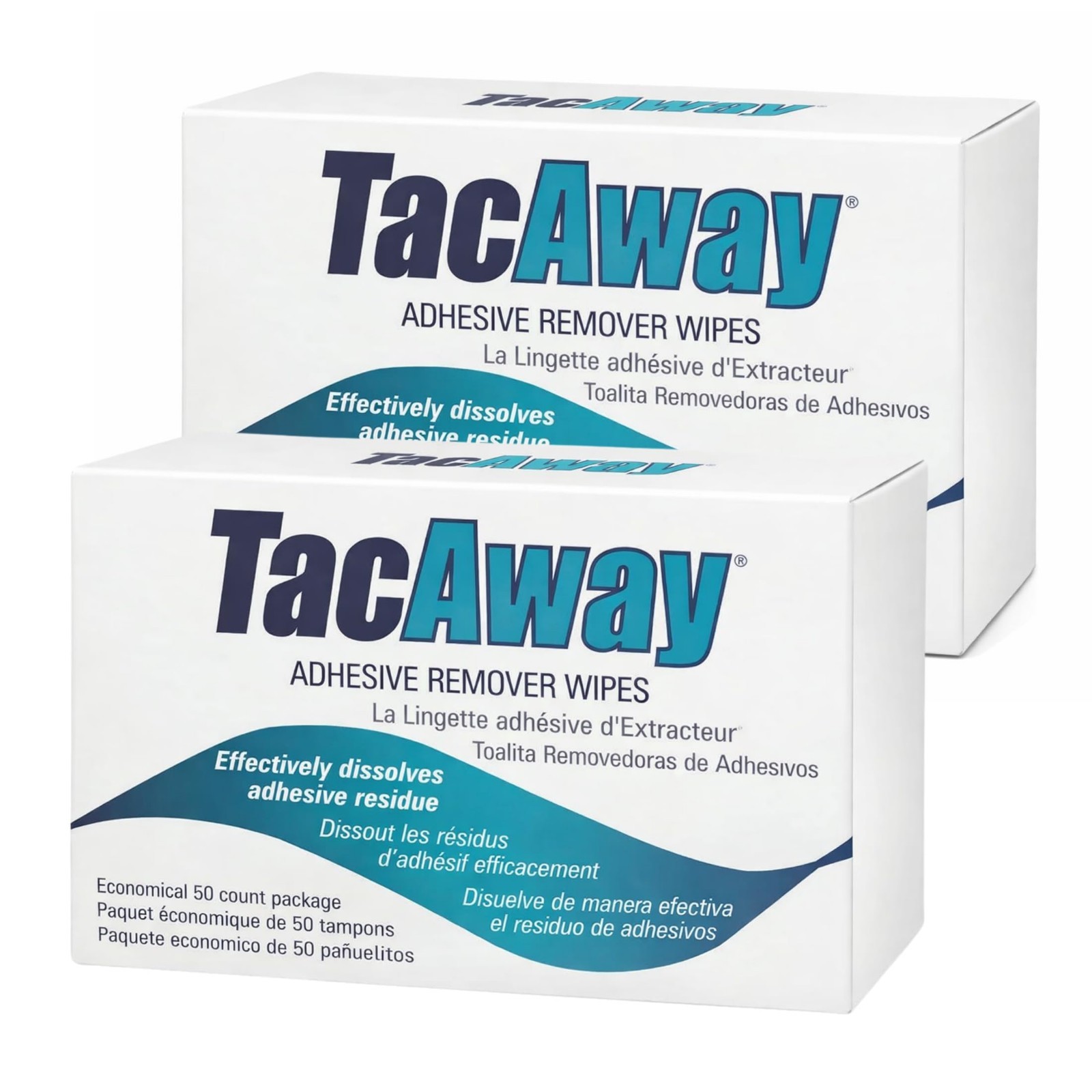 Adhesive Remover Wipes – 50 Count Box – 2 Pack – Easy Clean Sticky Residue