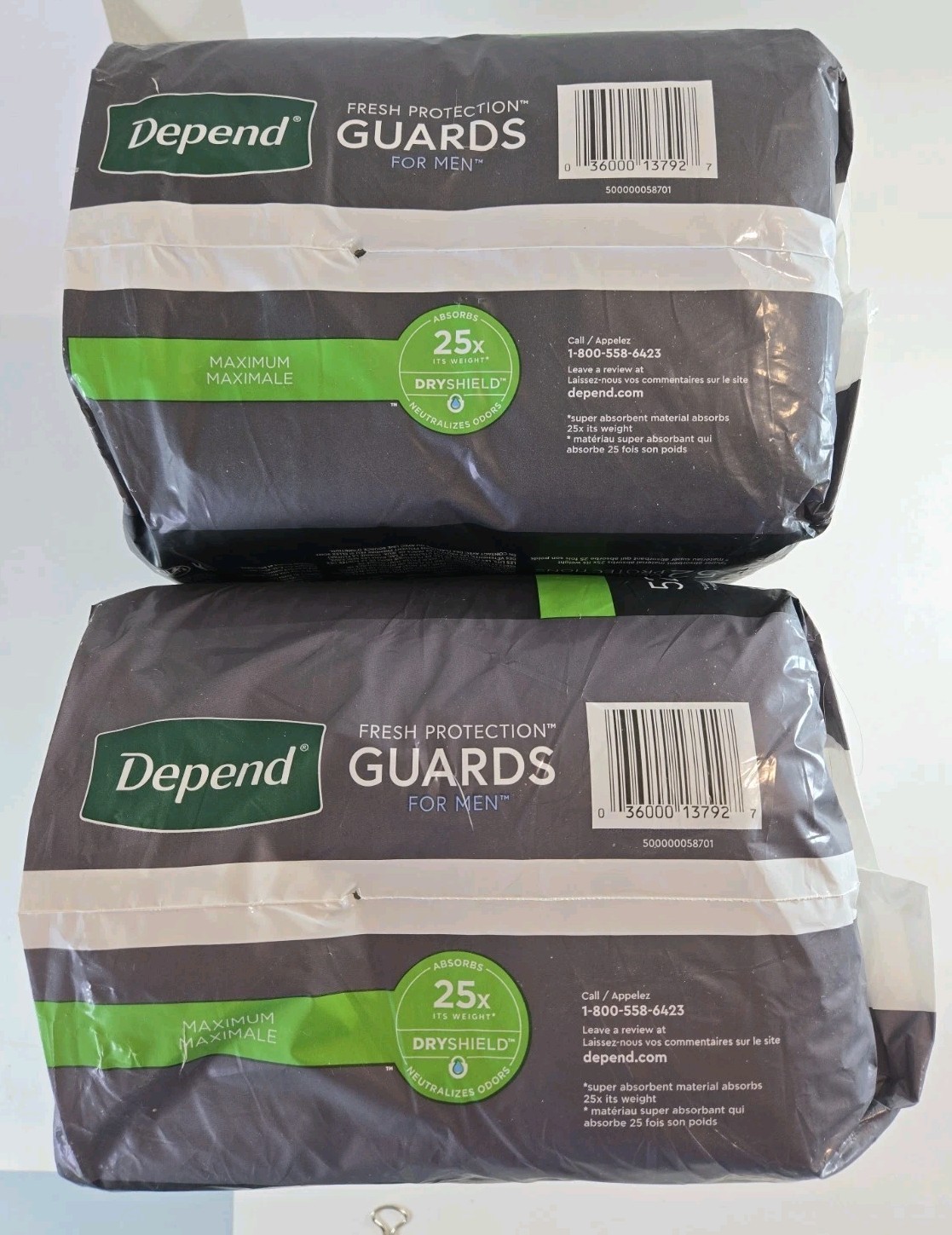 104 Depend Incontinence Guards/Bladder Pads for Men Maximum Absorbency (2 Packs)