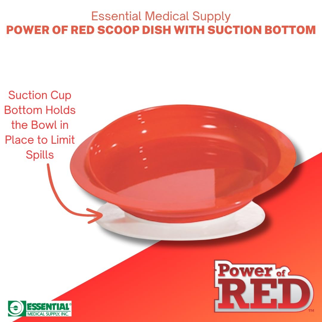 Essential Medical Supply Power of Red Adaptive Scoop Dish with One Pack,