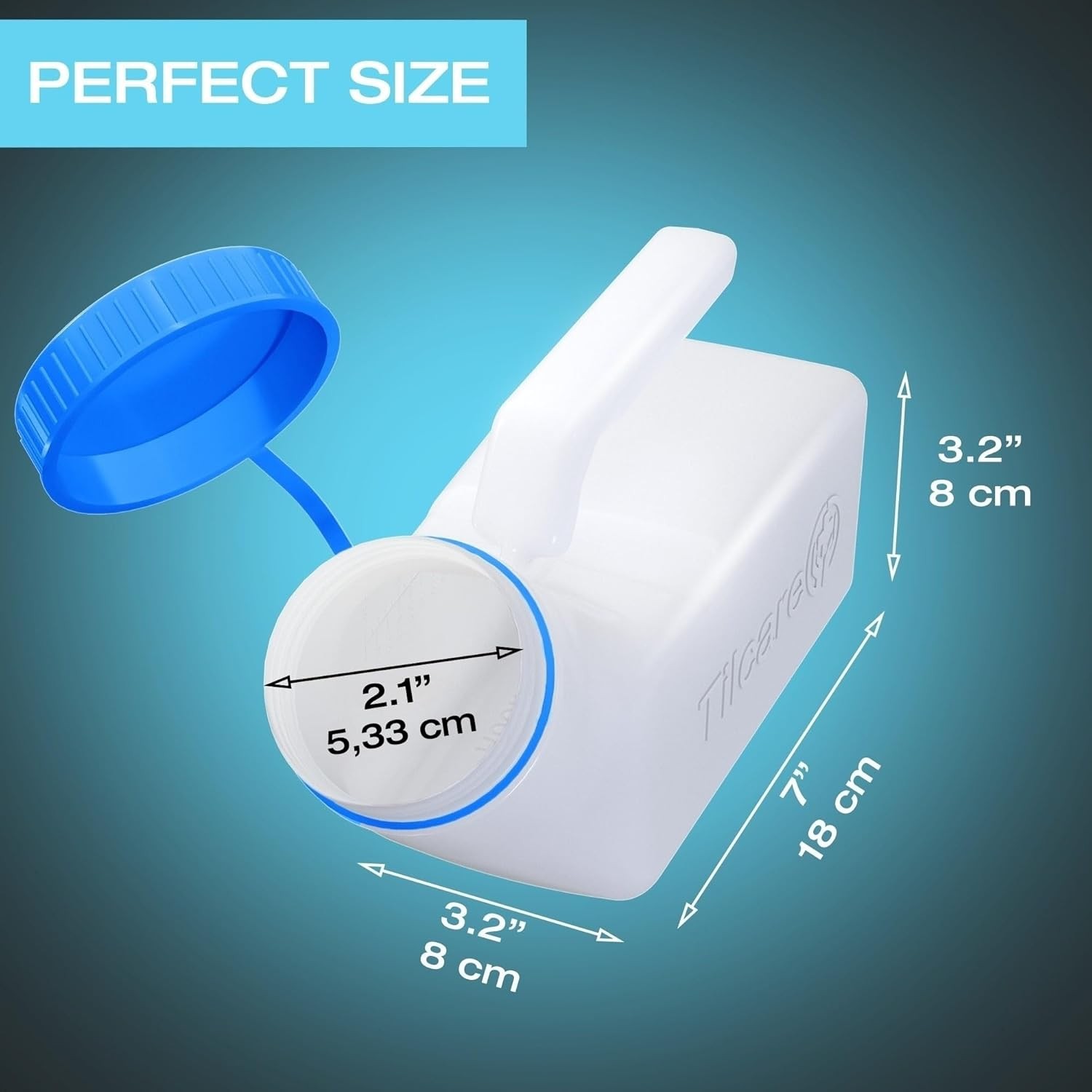 Urinals for Men Glow in The Dark Lid by Tilcare (3 Pack) – 32oz/1000mL Thick Pla