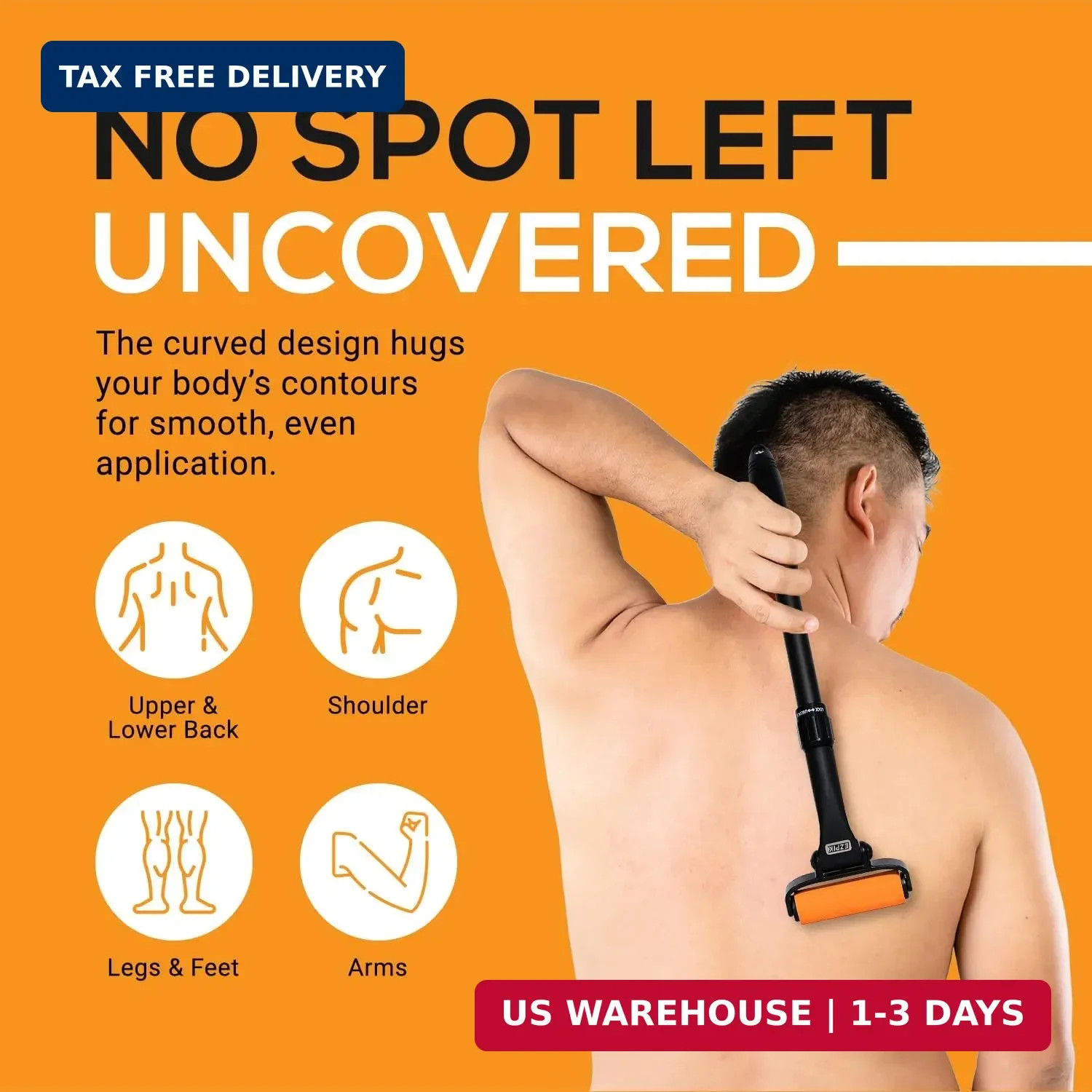 EZPIK Lotion Applicator for Back, Extendable up to 23″ – Curved Design Back Loti