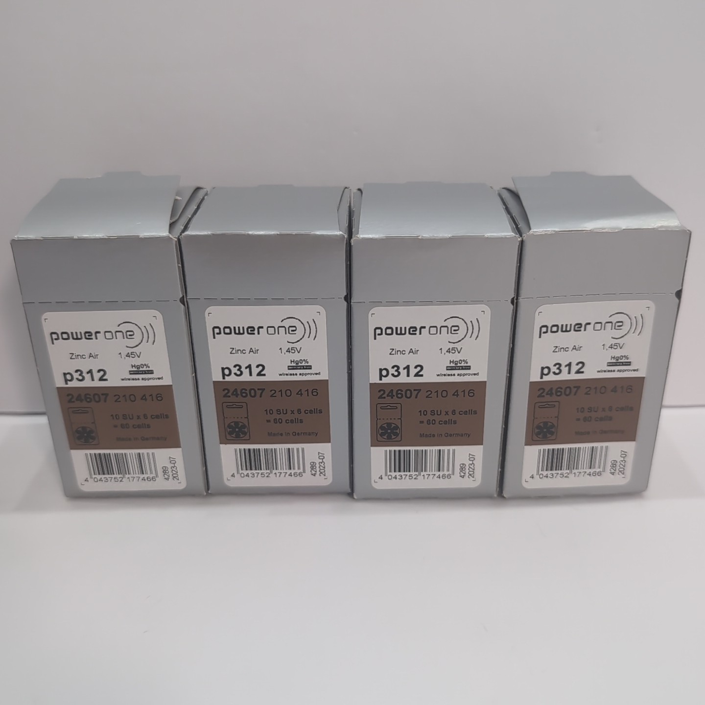 Powerone 312 Hearing Aid Batteries 4×60= 240 Total New Made In Germany Exp 2023