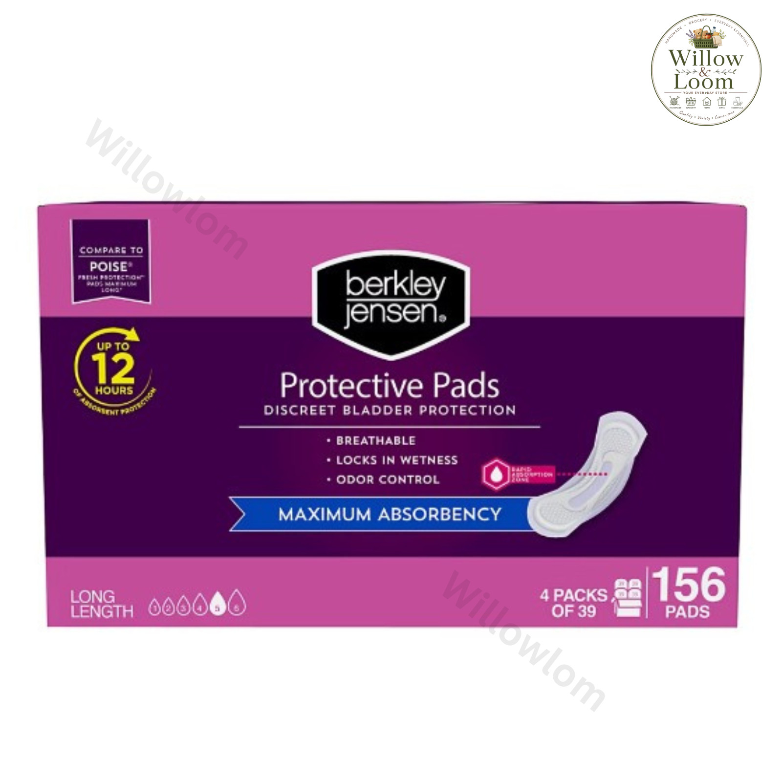 Berkley Jensen Protective Pads 156 Count Maximum Absorbency Bladder Protection