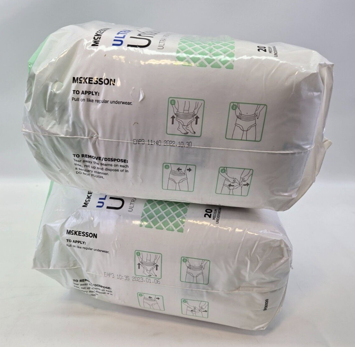 2 Pack McKesson Ultra Heavy Absorbency Adult Disposable Brief Diapers M OPEN PKG