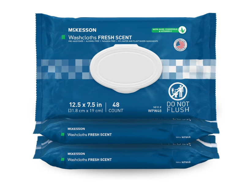 McKesson Personal Cleansing Wipe 7.5 x 12.5″ WPW48 3-Pack 144 Wipes