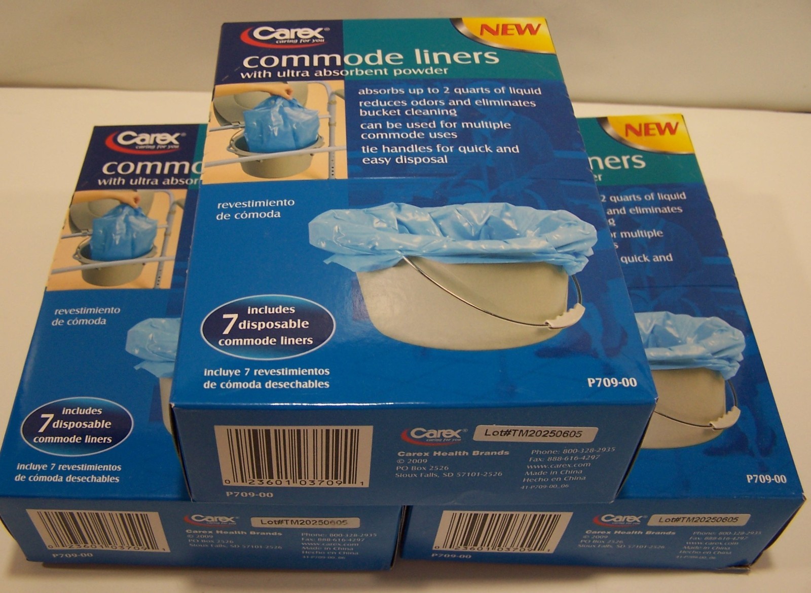 3 Boxes Carex Disposable Commode Liners with Ultra Absorbent Powder 7ct (Each)