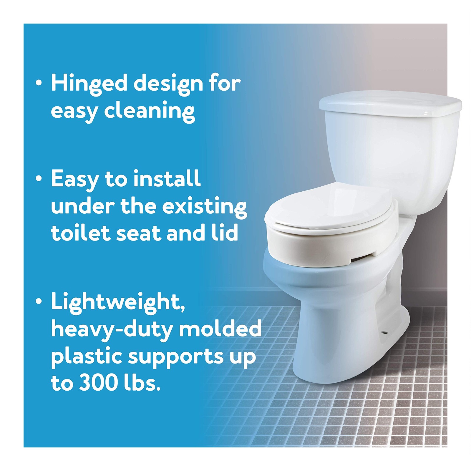 Carex Hinged Round Raised Toilet Seat Riser Adds 3.5 Inches Of Height 300 Lbs