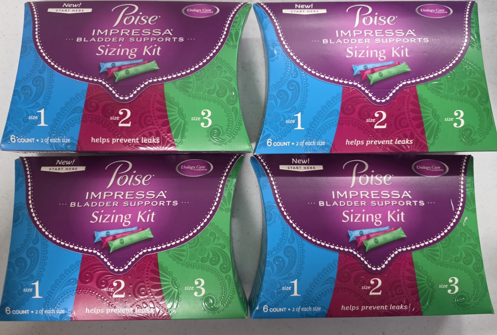 **Read Set of 4 Poise Impressa Bladder Supports Sizing Kit-6 Count-Sizes 1,2,3