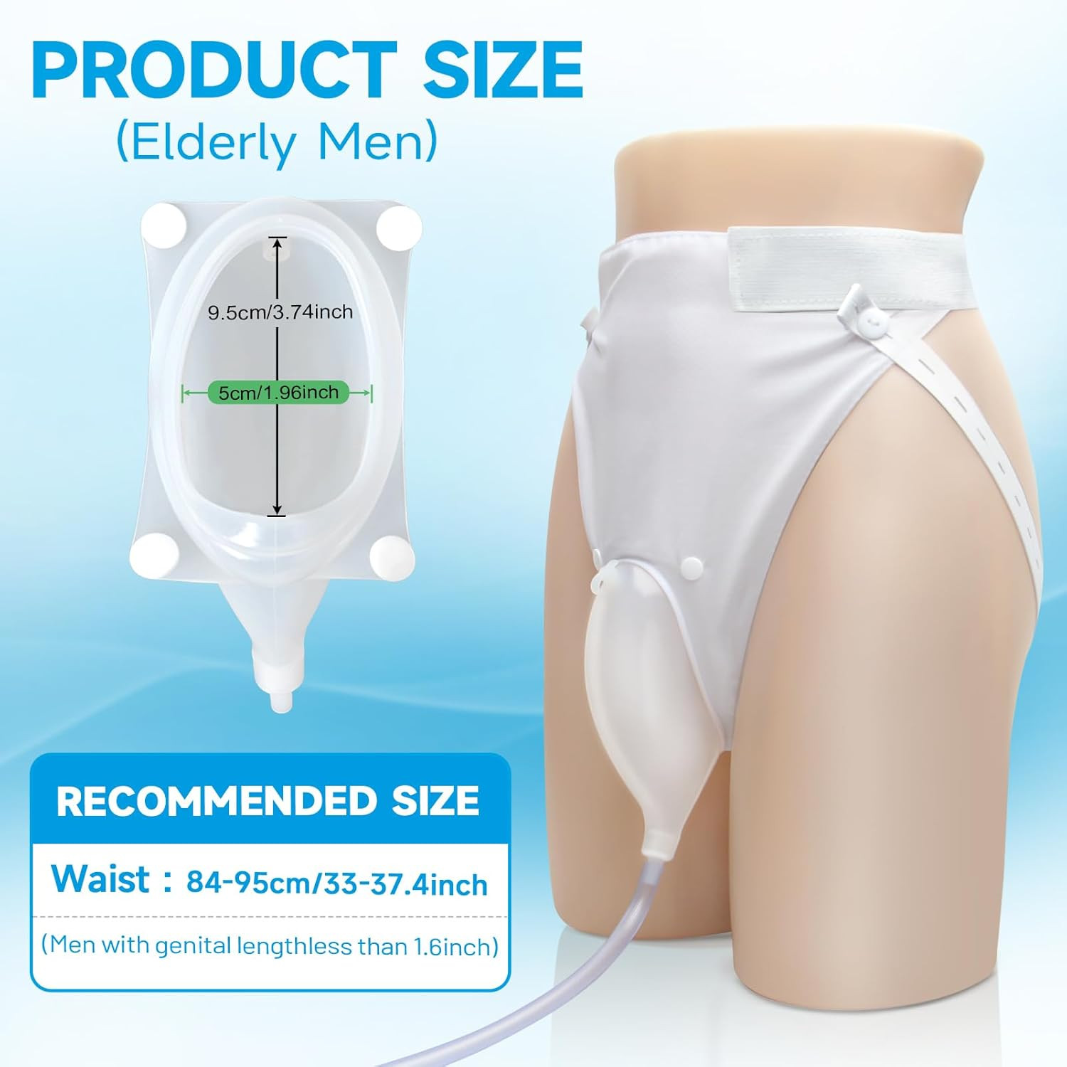 Catheter for Men, Urine Collection Bag for Elderly Men Male Age 80, Reusable Por