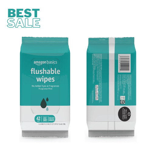 Flushable Adult Toilet Wipes, Fragrance Free, 126 Count (3 Packs of 42)