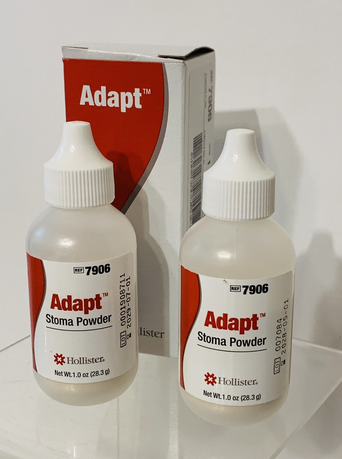 2 Bottles Hollister 7906 1oz Bottles Adapt Ostomy Stoma Powder Exp. 2028/2029