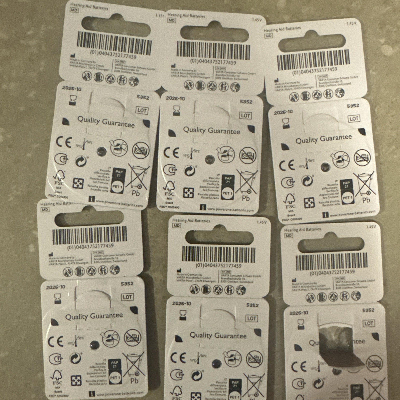 Power One 5 Packs x 6 Mercury Hearing Aid Batteries Size P312-34 Batteries Total