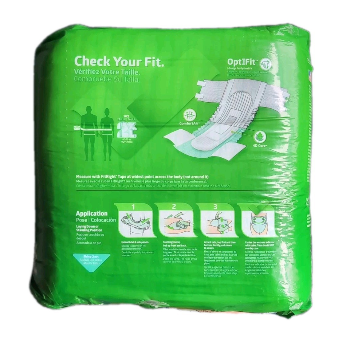 Medline FitRight OptIFit Briefs Adult Diapers with Tabs, 2XL, Unisex, 60-70″, 20