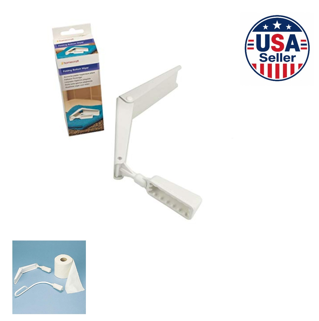 Folding Bottom Wiper Toilet Tissue Aid 10 Inch Lightweight Travel Portable