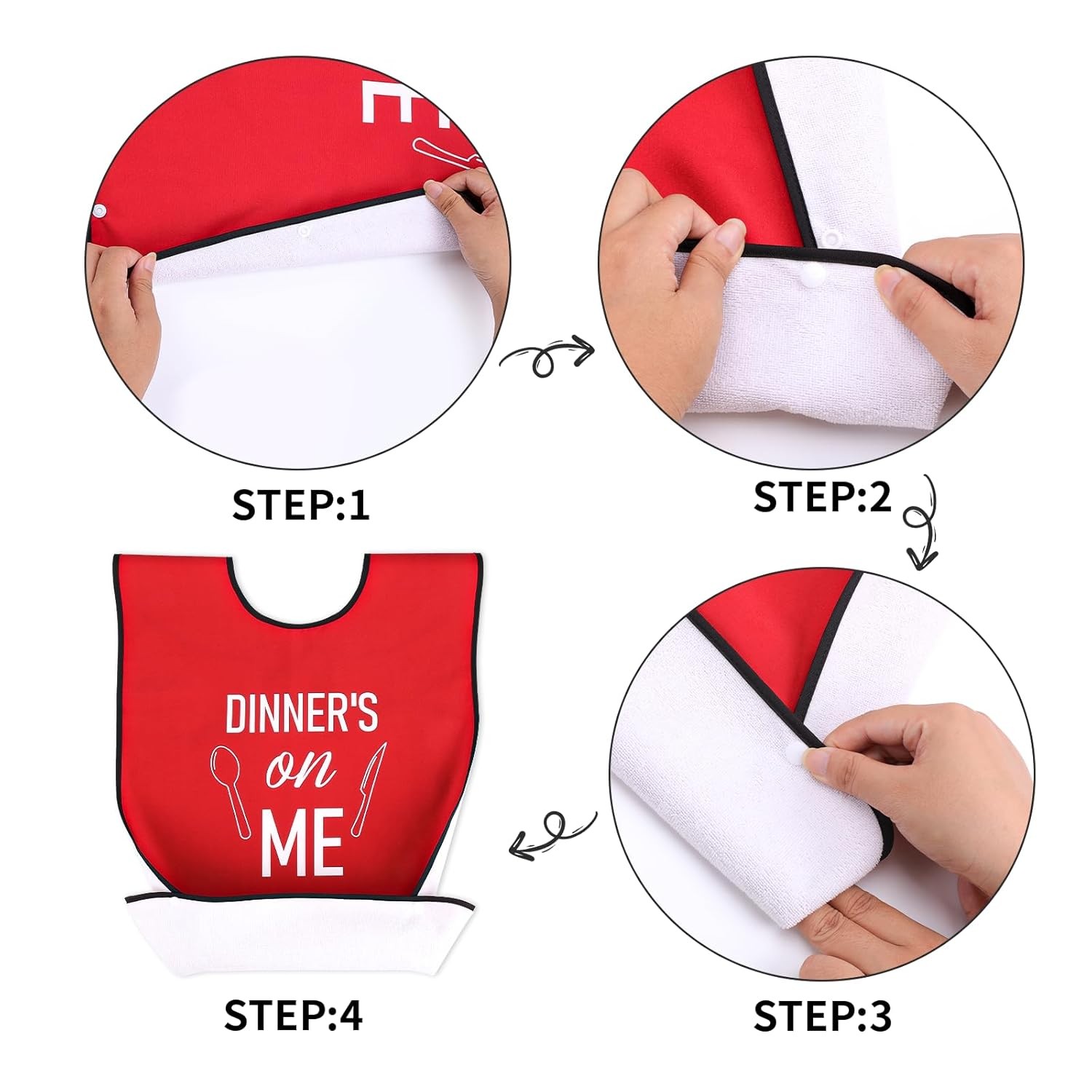 XKDOUS 2 Pack Funny Adult Bibs for Man, Waterproof and Reusable Adult Bibs for E