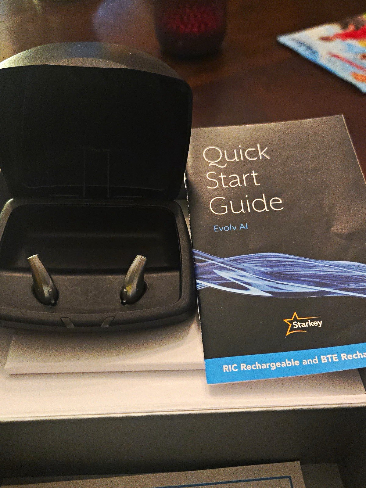 Starkey Evolv AI 24s Hearing Aid Charger Case Black Rechargeable w/ Quick Start