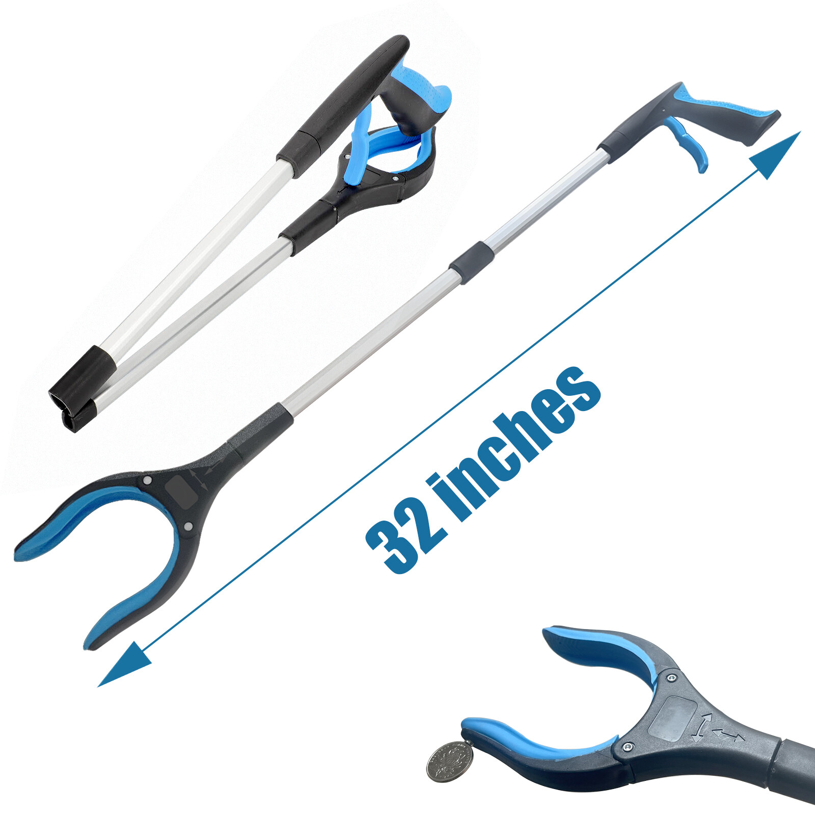 32in Grabber Tool Industrial Pick Up Stick Hand Grip Reach Trash Reacher