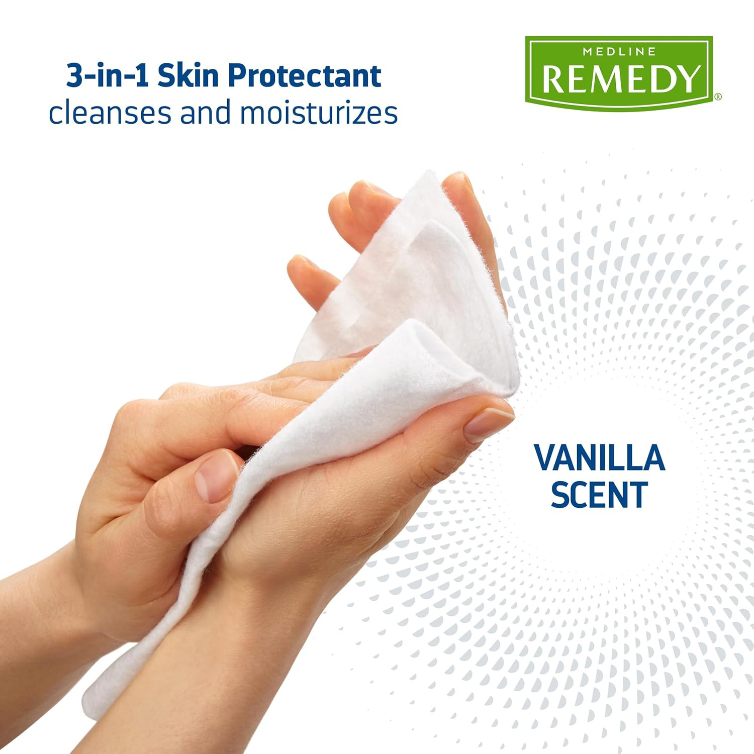 Medline Remedy Clinical 3-In-1 Barrier Cream Cloth, 8 Count (32 Packs), 8 X 8 in