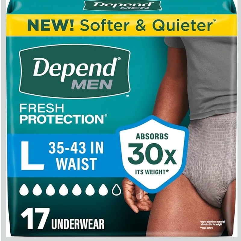 Depend Fresh Protection AdultDiapers, Incontinence Underwear for Men, Large 17Ct