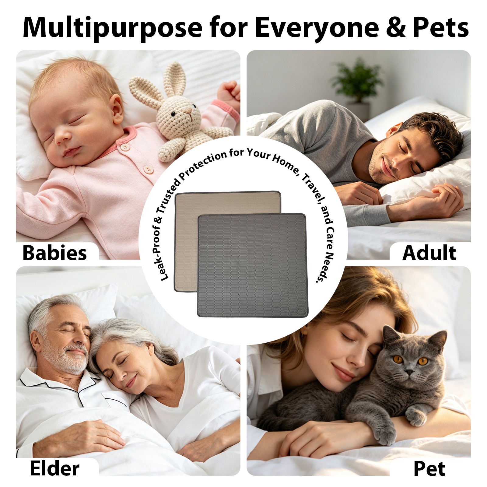 Washable Underpads Waterproof Bed Pads Reusable Incontinence Pads Protective Mat
