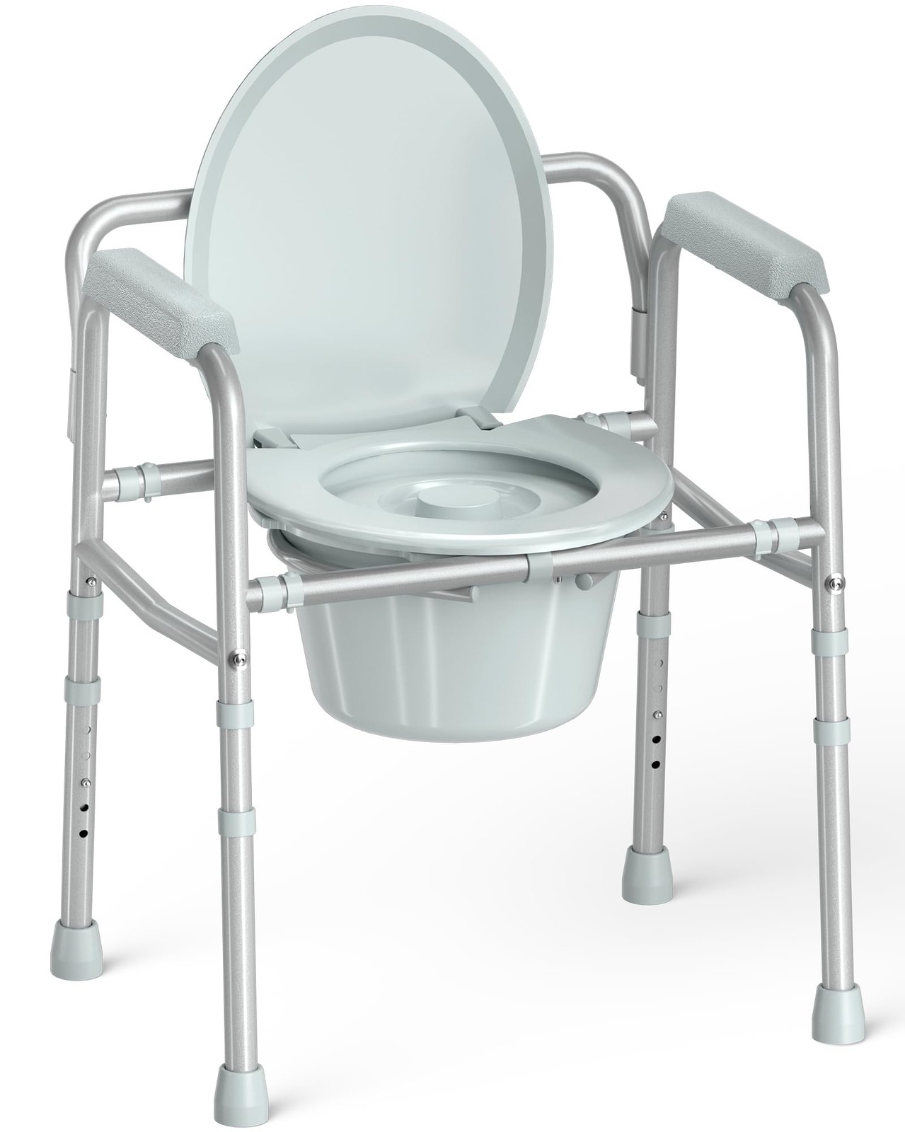 Homland 3-In-1 Bedside Commode Chair Sturdy Dual-Crossbar Support Construction