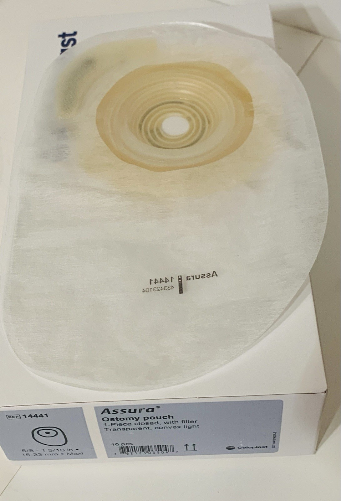 Coloplast 14441 Assura Ostomy Closed Pouch 1-Pc Light Convex 1BX/10EA 2027/08