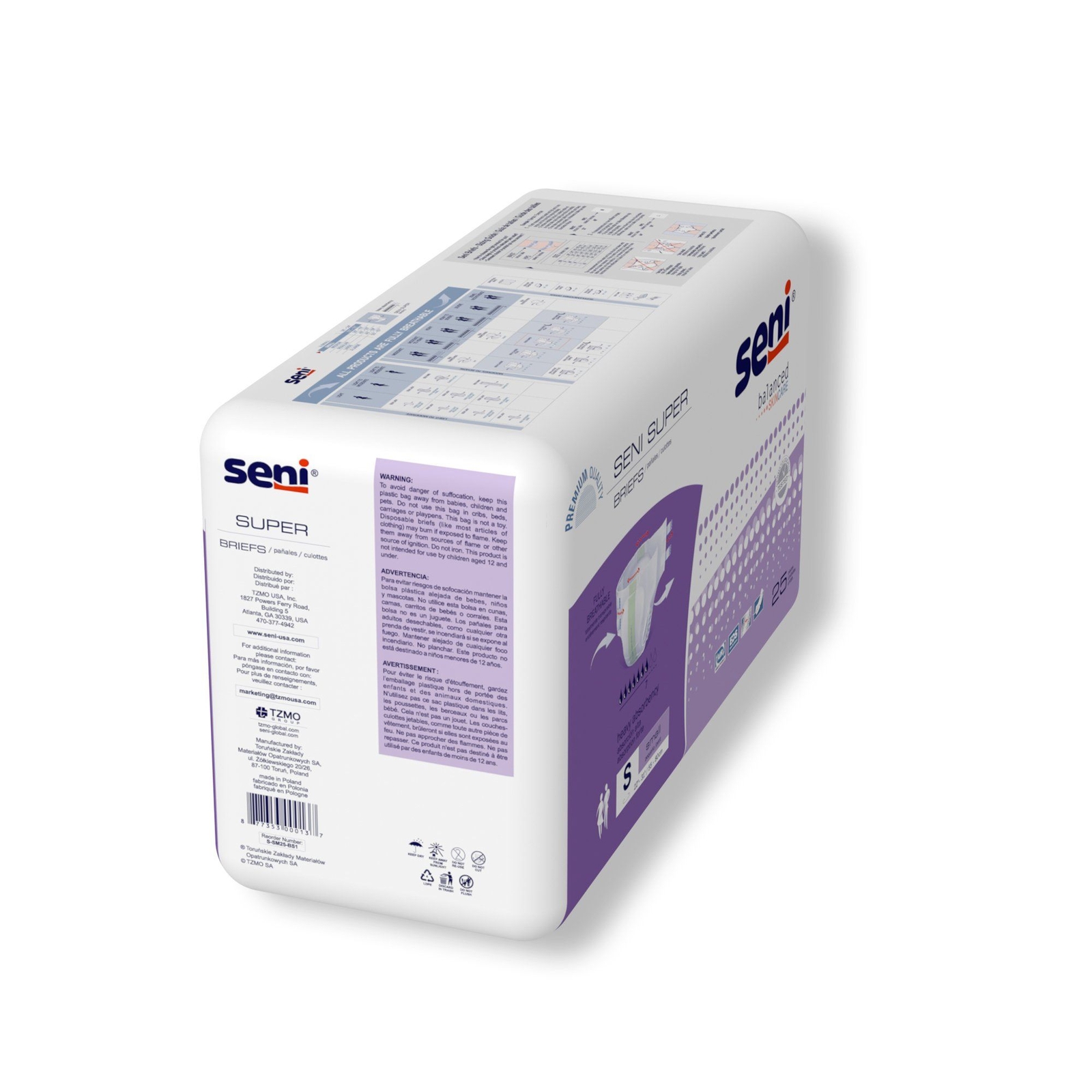 Seni Super Heavy Absorbency Incontinence Brief, Small (PK/25)