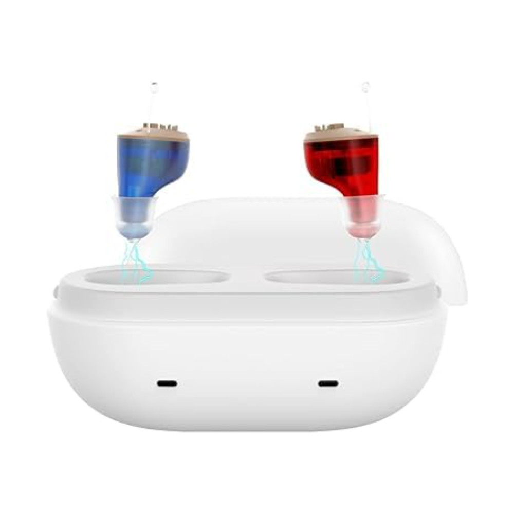 Avicill True Hearing Aids Noise Cancelling w/ Magnetic Charging Box for Seniors