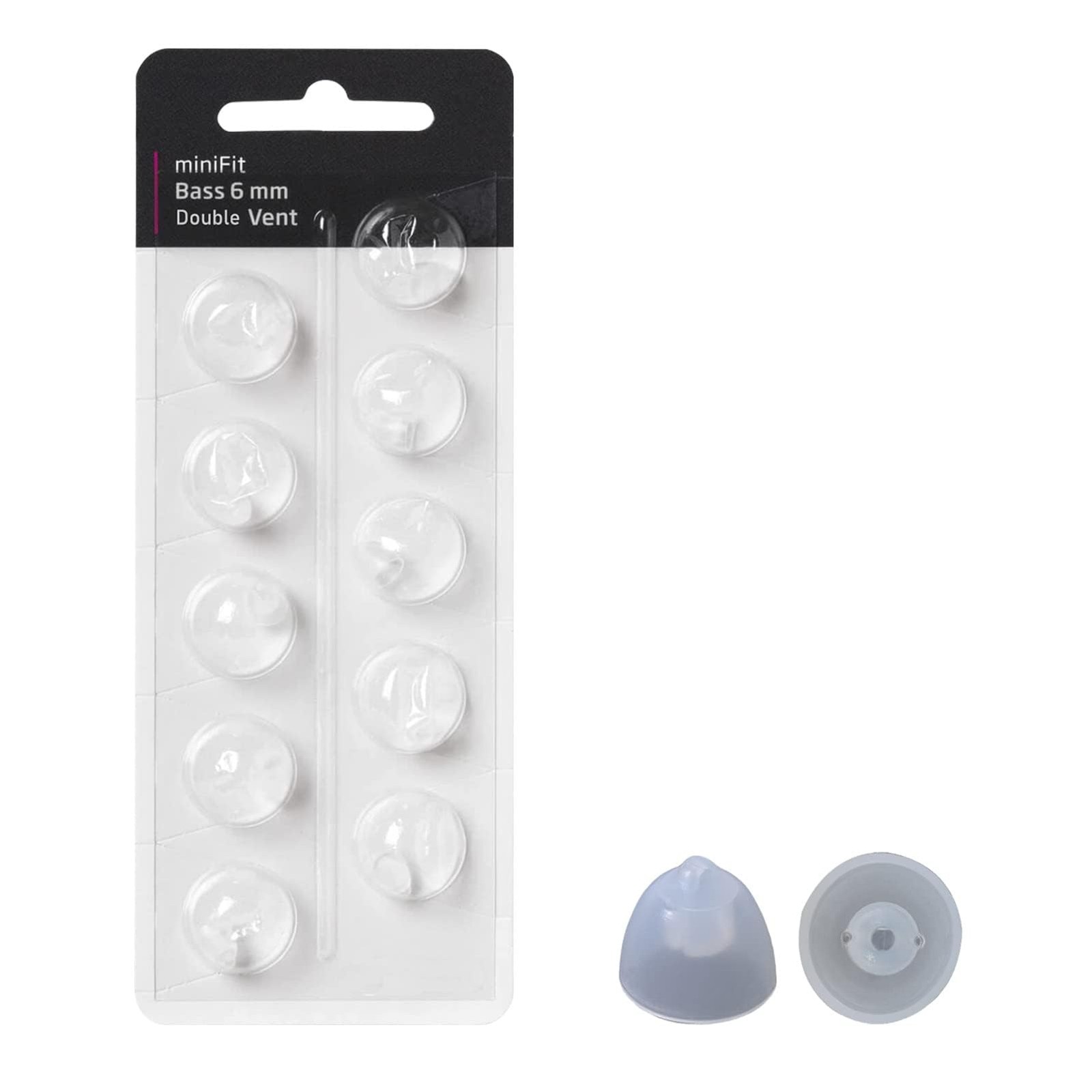Hearing Aid Domes for Oticon MiniFit Double Vent Bass Domes: 2 Packs (6mm), Univ