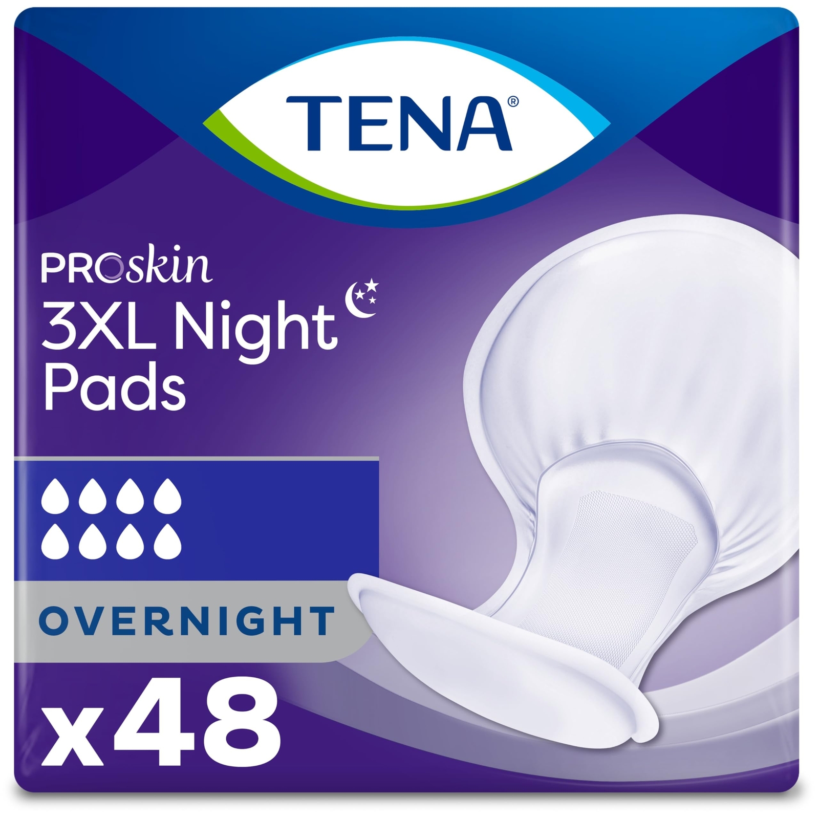 Tena ProSkin 3XL Night Incontinence Pads 24 Count Heavy Absorbency Coverage