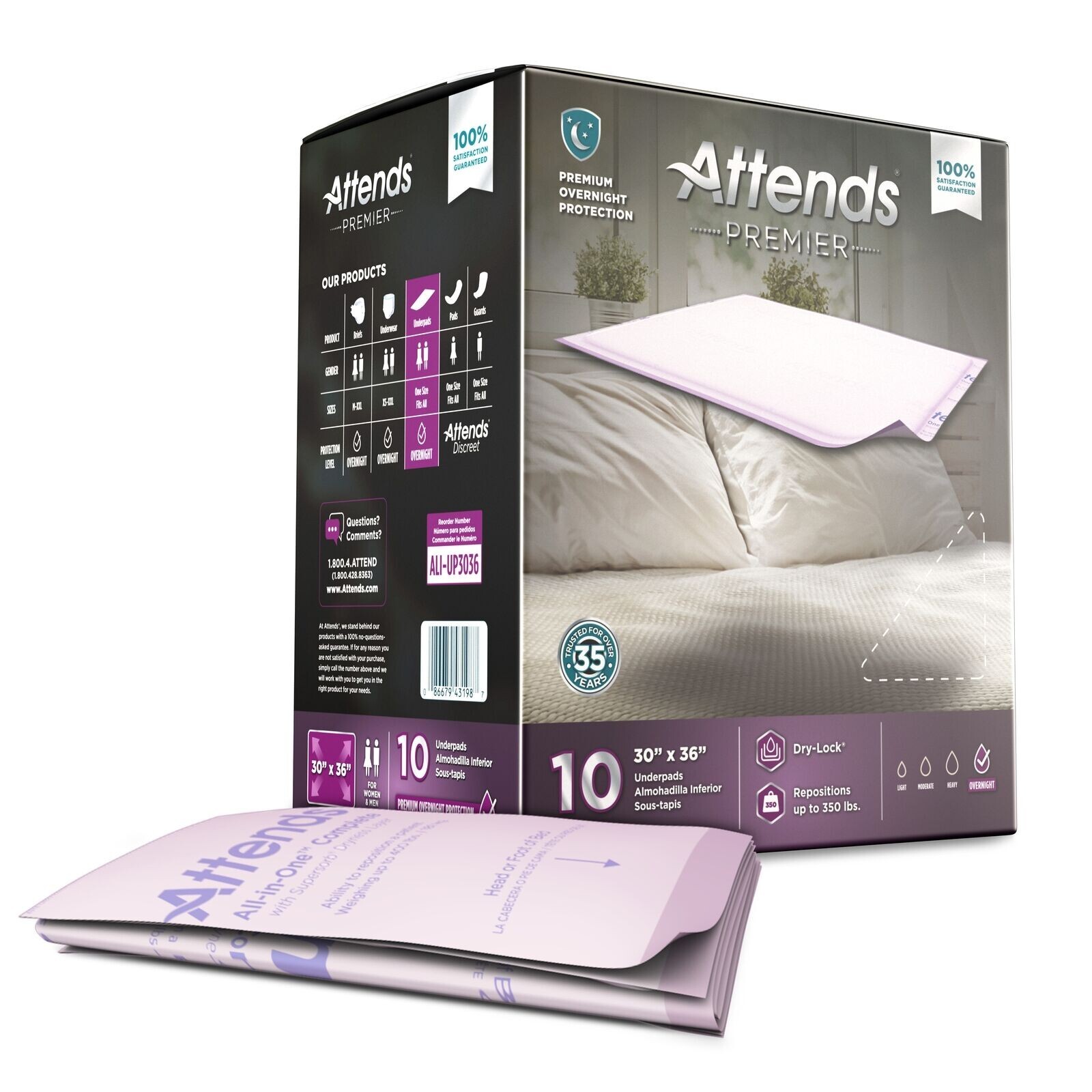 Attends (ALI-UP3036) Premier Underpad Heavy Absorbenc, 30 X 36 Inch, 10 Ct