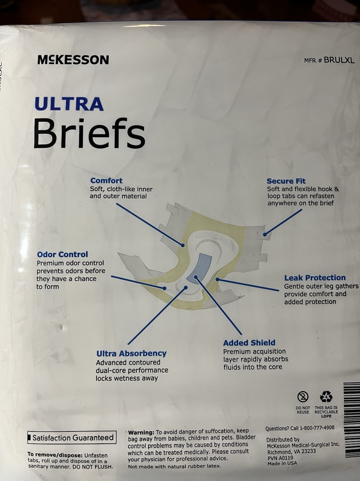 NEW McKesson Ultra XL Heavy Absorbency Unisex Briefs – Beige /15 Per Pack