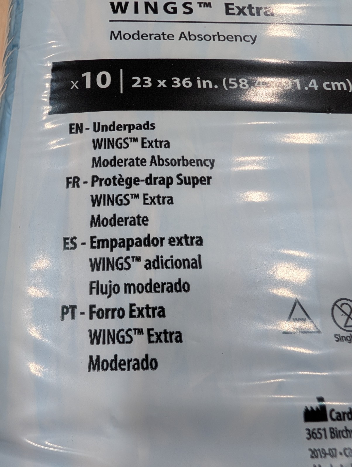 Cardinal Health Wings Extra Underpads 23×36 Moderate Absorbency 20ct. #1093