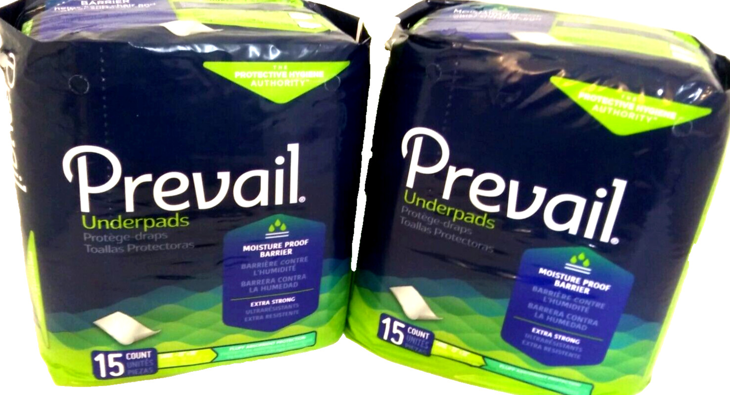 Prevail Underpads Moisture Proof Protection Large 23 x 36 Lot Of 2 15 Per Pack