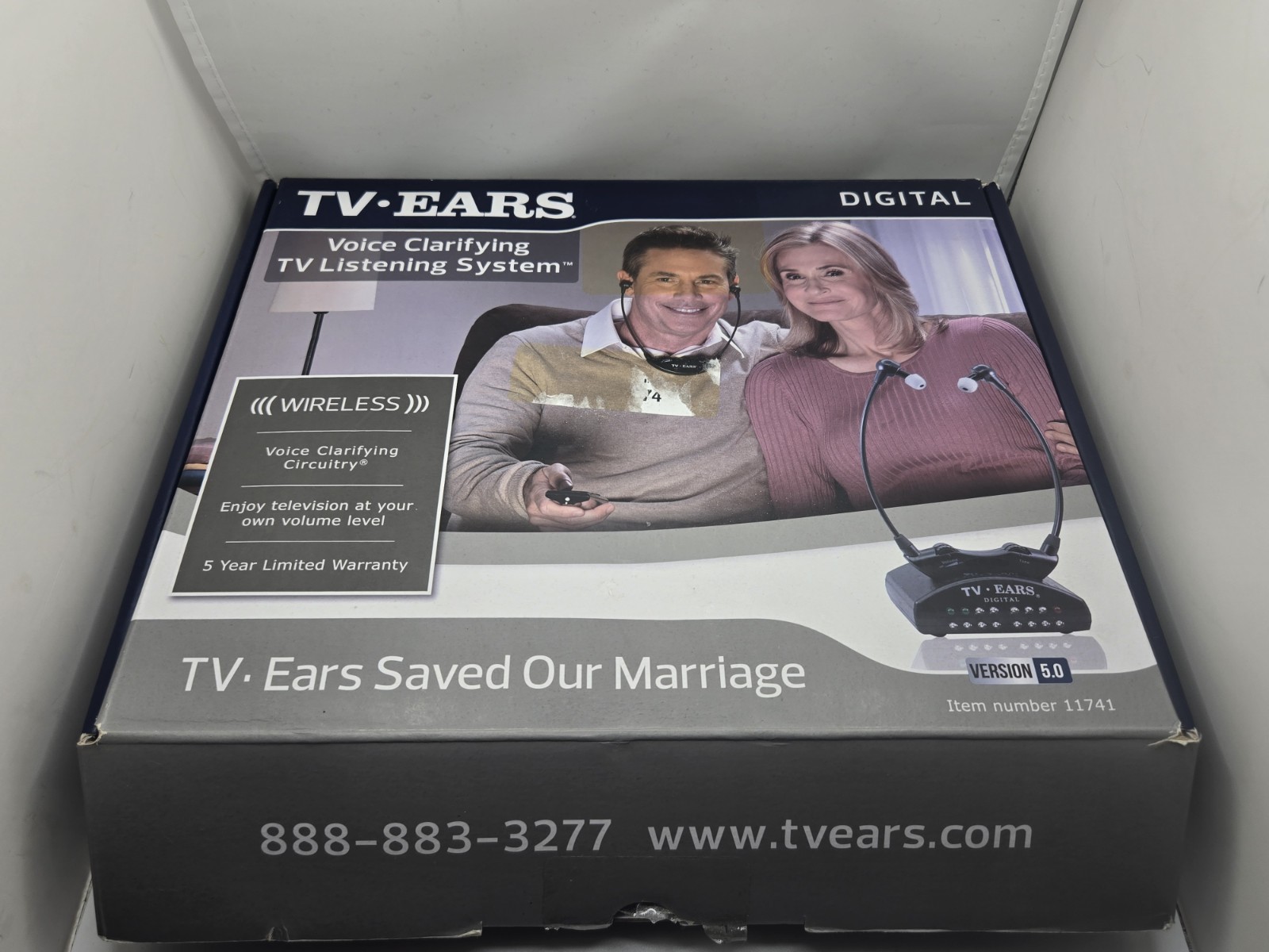 Pre-owned TV Ears 11741 Version 5.0 In-Ear Digital Wireless Hearing System Black