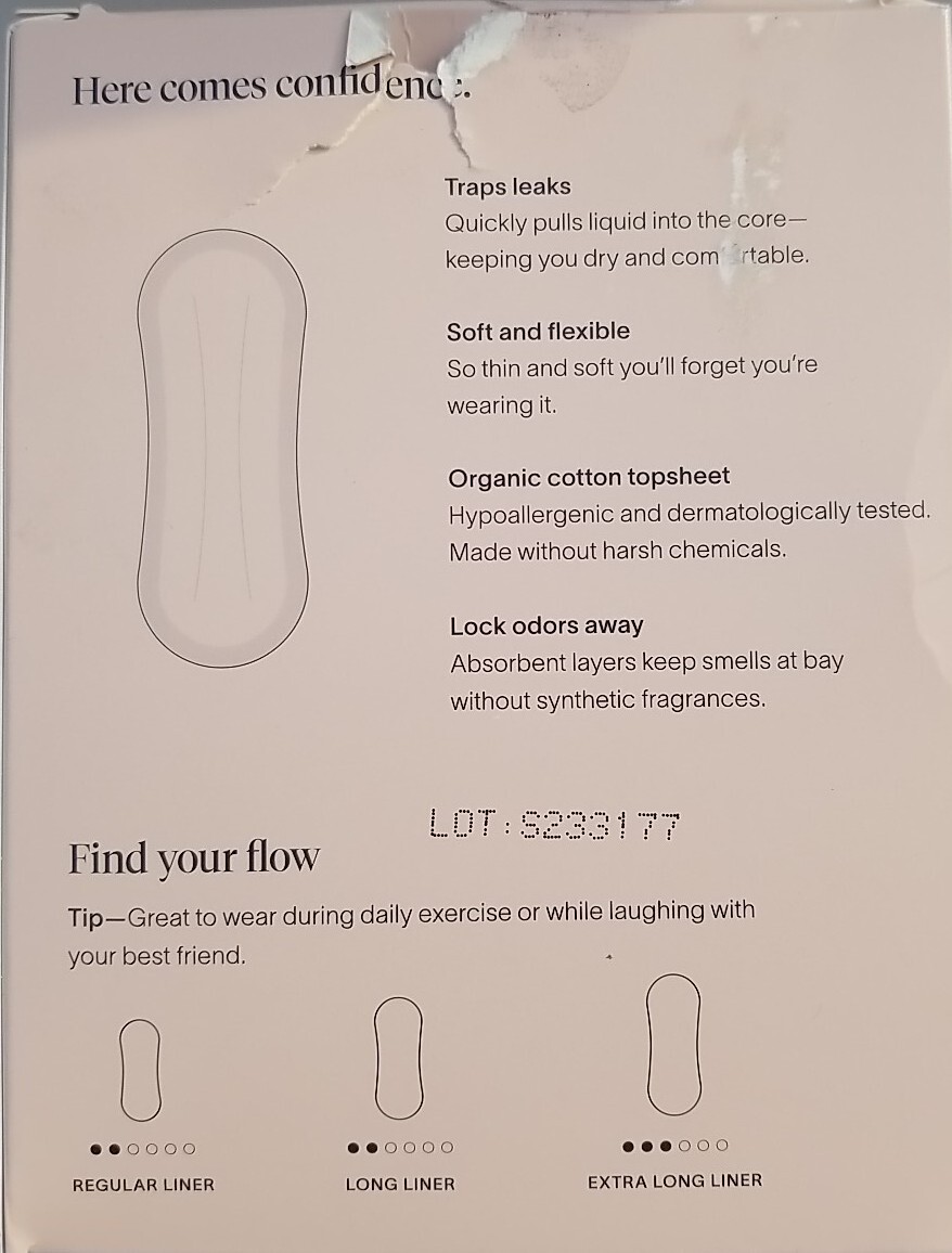 Cora 100% Organic Cotton Topsheet Bladder Liners, Regular Length (36 Count)