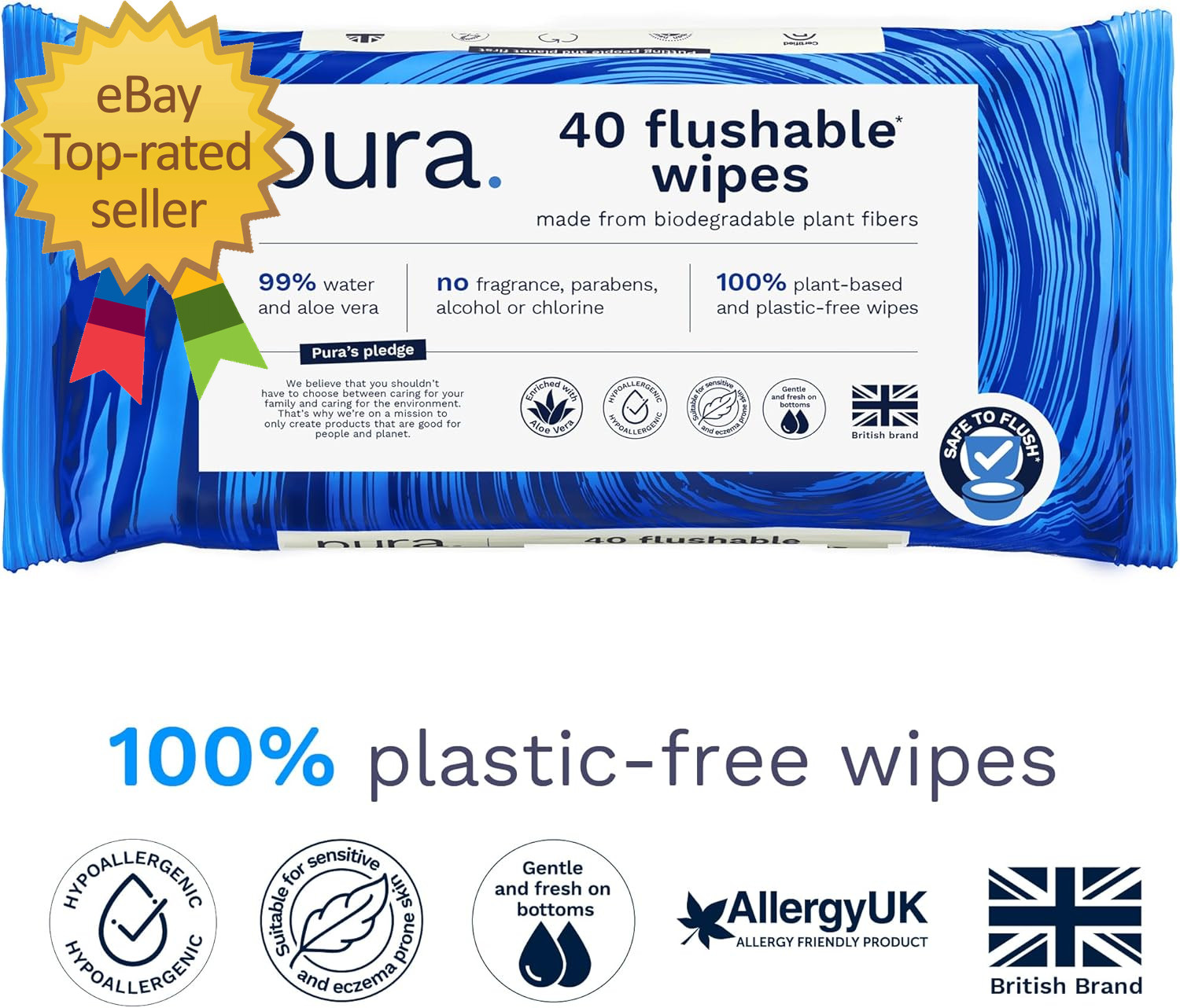 Adult XL Flushable Unscented Wipes 1 Pack of 40 Toilet Wipes Adult Wet Wipes